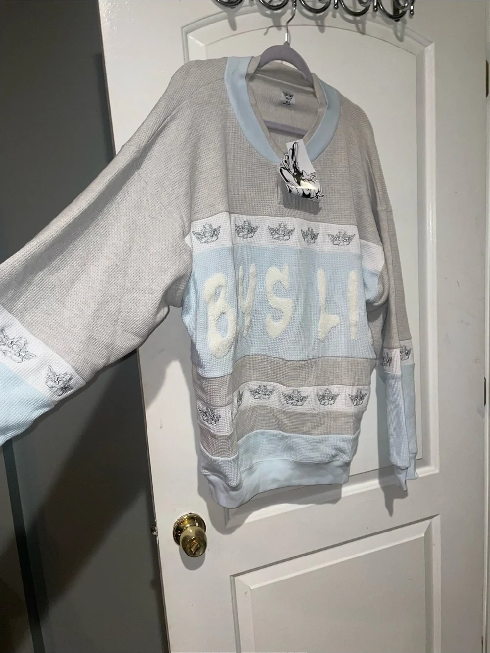New! Boys Lie Blue Private School Rider Crewneck Thermal 🩵 M\L NWT!